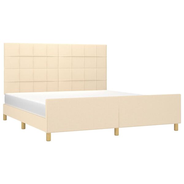 vidaXL Cadre de lit sans matelas cr&egrave;me 160x200 cm tissu