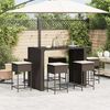 vidaXL Ensemble de bar de jardin avec coussins 7 pcs marron poly rotin