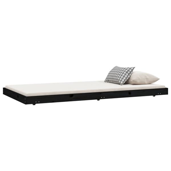 vidaXL Cadre de lit sans matelas noir 90x200 cm bois de pin massif
