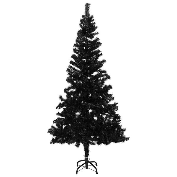 vidaXL Arbre de No&euml;l artificiel pr&eacute;-&eacute;clair&eacute; et boules noir 150 cm PVC