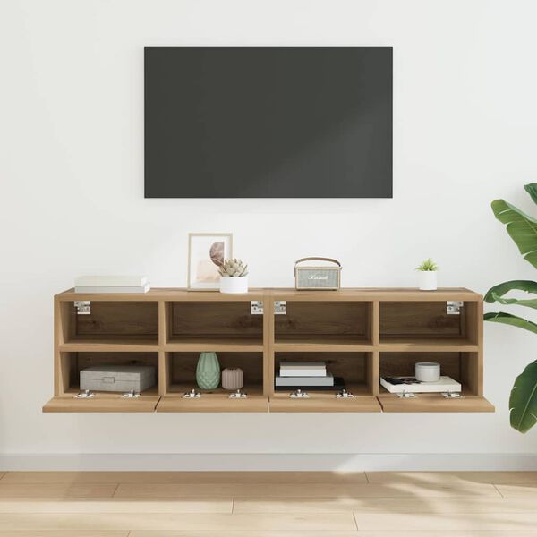 vidaXL Meubles TV muraux 2 pcs Ch&ecirc;ne artisanal 60 x 30 x 30 cm