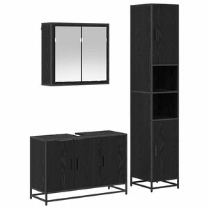 vidaXL Ensemble de mobilier de salle de bain 3 pi&egrave;ces Ch&ecirc;ne noir