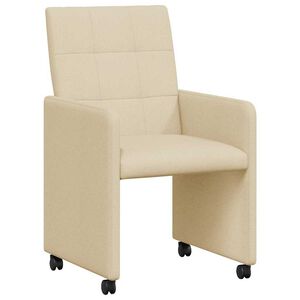 vidaXL Chaises de Salle &agrave; Manger avec Roues 2 pc tissu Cr&egrave;me