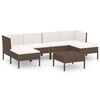 vidaXL Salon de jardin 7 pcs avec coussins R&eacute;sine tress&eacute;e Marron