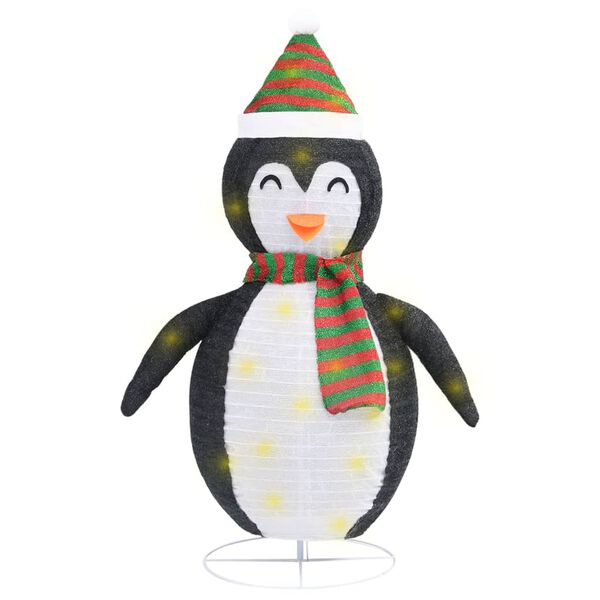 vidaXL D&eacute;coration de No&euml;l pingouin &agrave; LED Tissu de luxe 120 cm