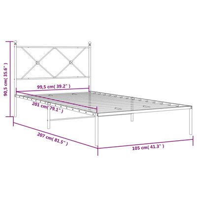 vidaXL Cadre de lit métal sans matelas et tête de lit blanc 100x200 cm