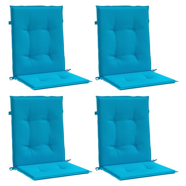 vidaXL Coussins de chaise de jardin &agrave; dossier bas lot de 4 bleu