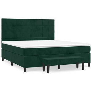vidaXL Sommier &agrave; lattes de lit et matelas Vert fonc&eacute; 180x200cm Velours