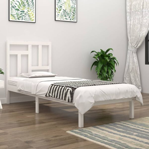 vidaXL Cadre de lit sans matelas blanc 90x200 cm bois de pin massif