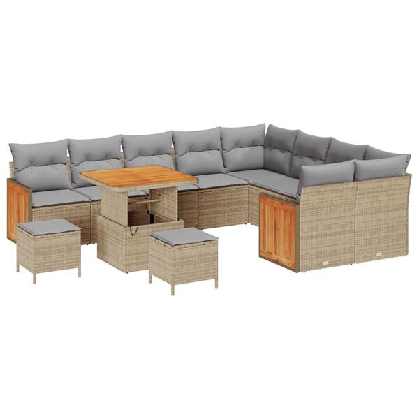 vidaXL Ensemble de canap&eacute; de jardin 13 pcs Beige et Gris clair