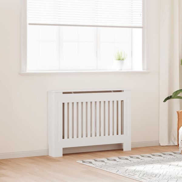 vidaXL Cache-radiateur 112 cm MDF Blanc