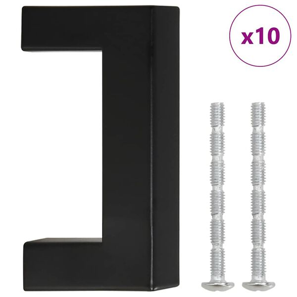 vidaXL Poign&eacute;es d'armoire 10 pcs noir 64 mm acier inoxydable