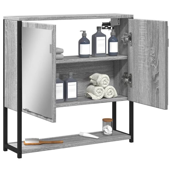 vidaXL Armoire à miroir de salle de bain sonoma gris bois d’ingénierie
