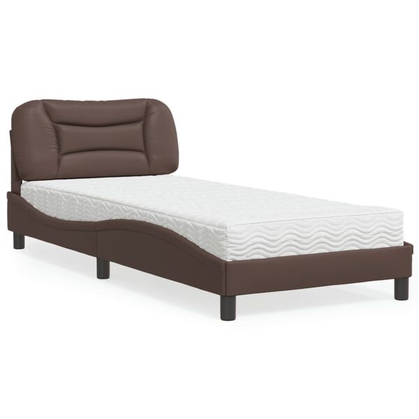 vidaXL Lit avec matelas Hvar marron 90x200 cm similicuir