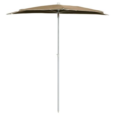 vidaXL Demi-parasol de jardin avec mât 180x90 cm Taupe