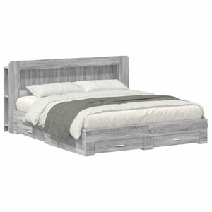 vidaXL Cadre de lit avec rangement Sonoma gris 200 x 200 cm