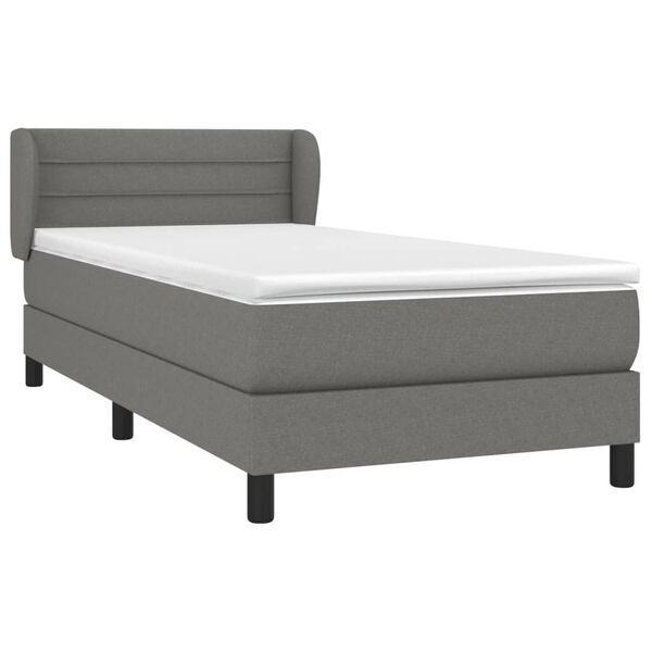 vidaXL Sommier &agrave; lattes de lit avec matelas Gris fonc&eacute; 100x200cm Tissu