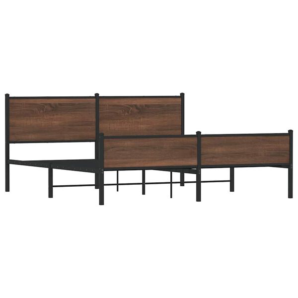 vidaXL Cadre de lit en m&eacute;tal sans matelas ch&ecirc;ne marron 180x200 cm