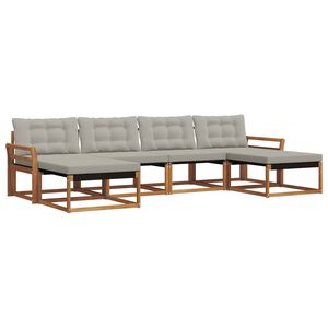 vidaXL Ensemble de canap&eacute;s d'ext&eacute;rieur 6 pc Gris Naturel et Clair