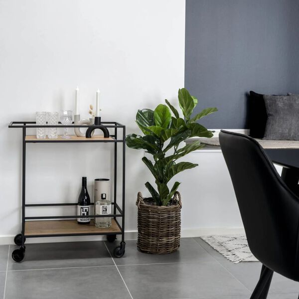 House Nordic Chariot de bar Avery 68x40x59 cm Naturel et noir