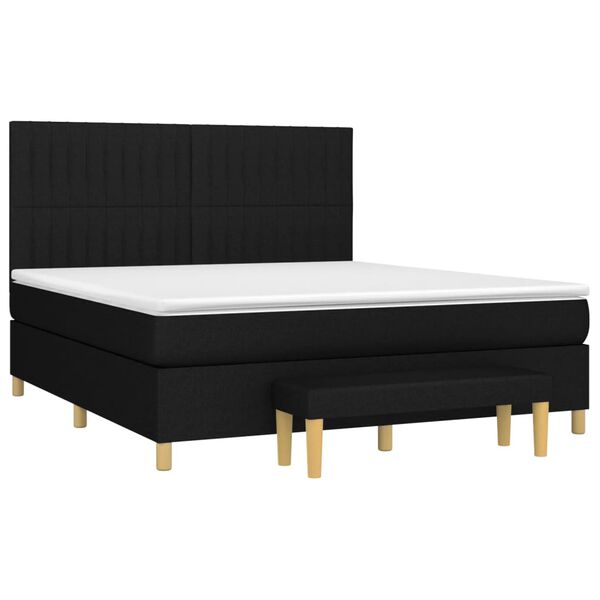 vidaXL Sommier &agrave; lattes de lit avec matelas Noir 180x200 cm Tissu