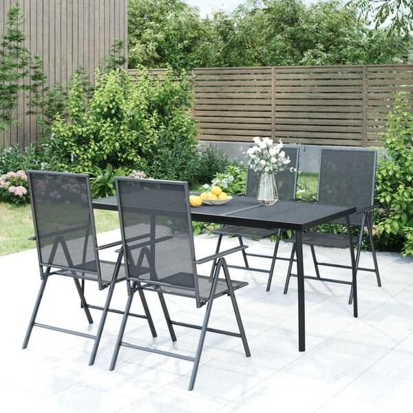 vidaXL Ensemble &agrave; manger de jardin 5 pcs anthracite acier