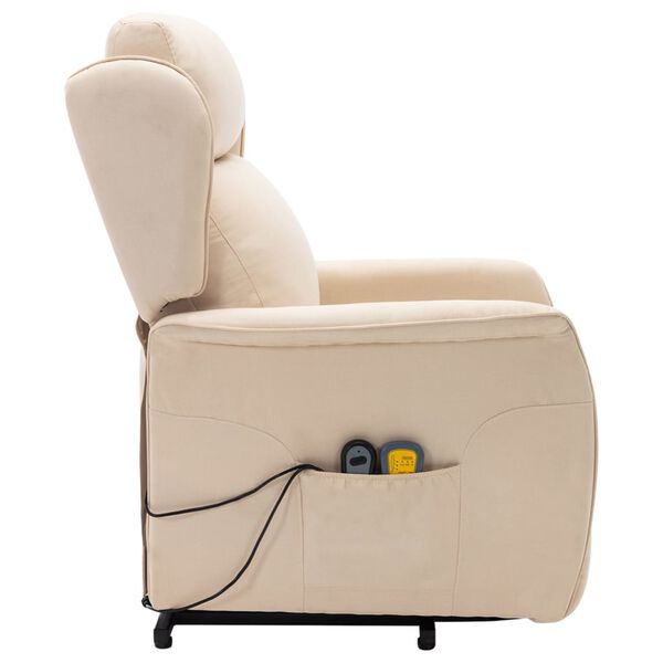 vidaXL Fauteuil de massage Cr&egrave;me Tissu