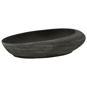 vidaXL Vasque &agrave; poser gris et noir ovale 59x40x14 cm c&eacute;ramique