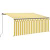 vidaXL Auvent r&eacute;tractable manuel avec store 3,5x2,5 m Jaune et blanc
