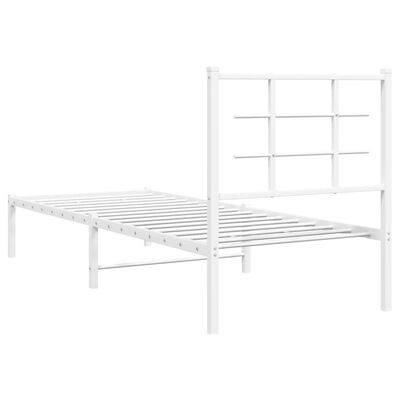 vidaXL Cadre de lit métal sans matelas avec tête de lit blanc 75x190cm