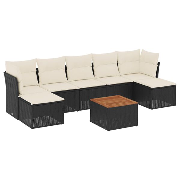 vidaXL Salon de jardin 8 pcs avec coussins noir r&eacute;sine tress&eacute;e