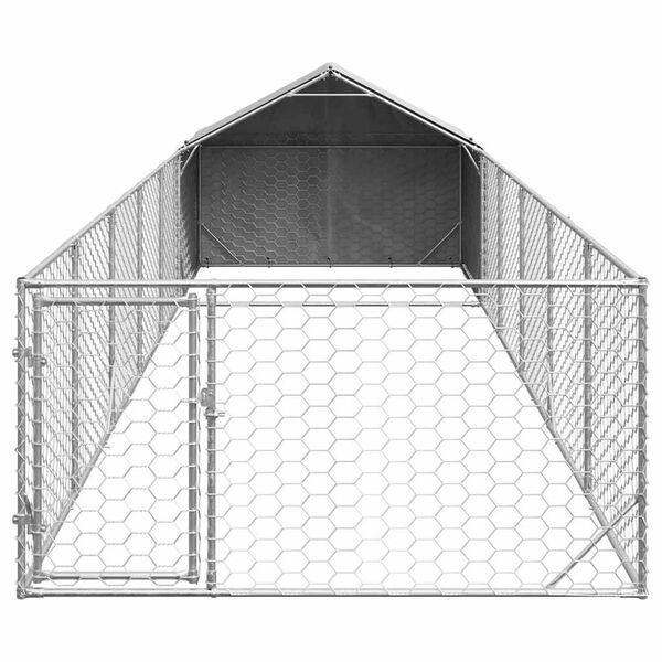 vidaXL Niche d'ext&eacute;rieur pour chien enclos 8x2x1,5 m acier galvanis&eacute;