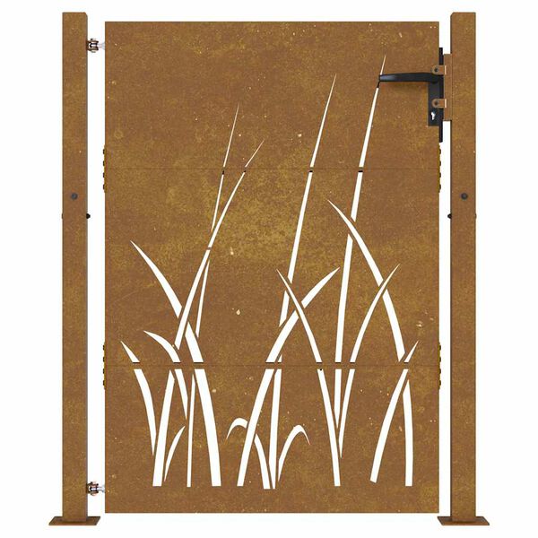 vidaXL Portail de jardin 100x150 cm en acier Corten avec motif gazon
