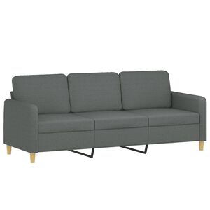 vidaXL Canap&eacute; &agrave; 3 places Gris fonc&eacute; 180 cm Tissu