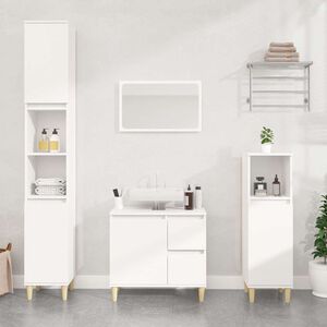 vidaXL Armoire de salle de bain blanc 30x30x190 cm bois d'ing&eacute;nierie