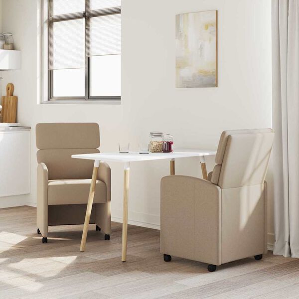 vidaXL Chaises de Salle à Manger avec Roues 2 pcs Cappuccino