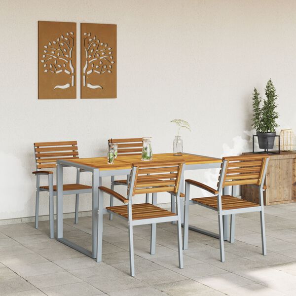 vidaXL Ensemble de salle &agrave; manger pour jardin 5 pcs Gris