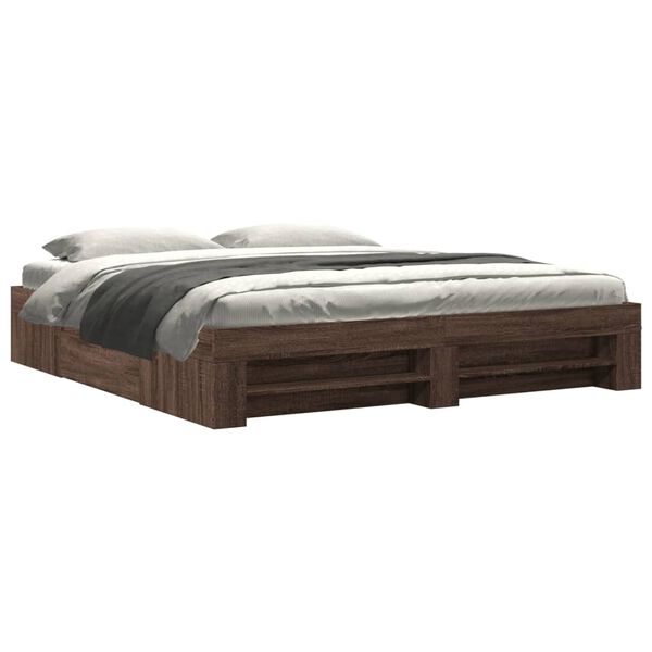 vidaXL Cadre de lit sans matelas ch&ecirc;ne marron 200x200 cm