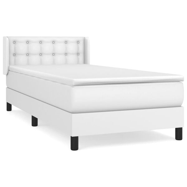 vidaXL Sommier &agrave; lattes de lit avec matelas Blanc 100x200cm Similicuir