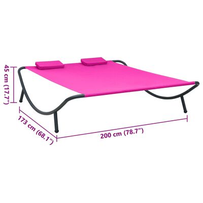 vidaXL Lit de repos d'extérieur tissu rose