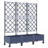 vidaXL Bac de jardin avec treillis et roues 3 pc Gris PP