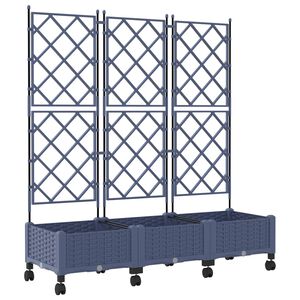 vidaXL Bac de jardin avec treillis et roues 3 pc Gris PP