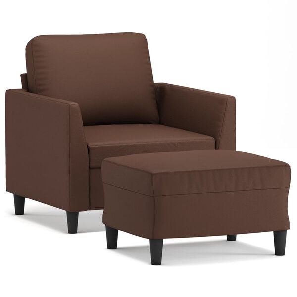 vidaXL Fauteuil avec repose-pied Marron 60 cm Similicuir