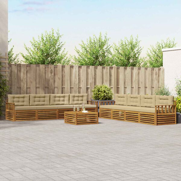 vidaXL Ensemble de canap&eacute;s d'ext&eacute;rieur 9 pcs Naturel et Beige