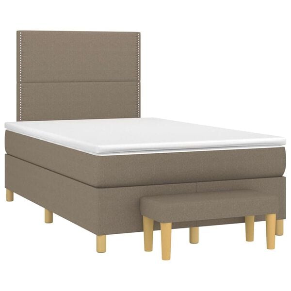 vidaXL Sommier &agrave; lattes de lit avec matelas taupe 120x190 cm tissu