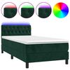 vidaXL Sommier &agrave; lattes de lit avec matelas et LED Vert fonc&eacute; 90x190cm