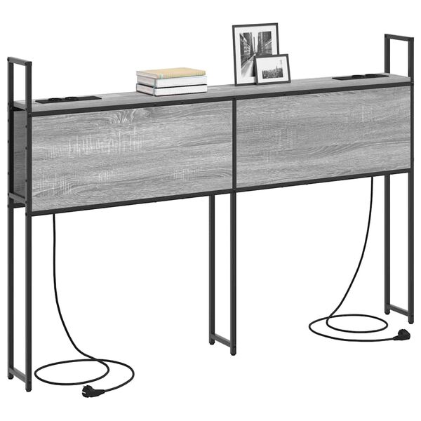 vidaXL Headboard de Rangement avec Station de Charge Sonoma gris