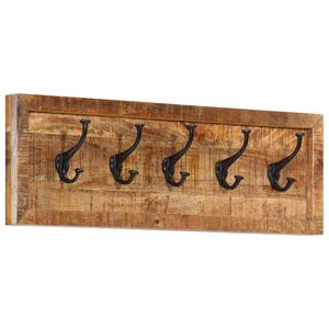vidaXL Porte-manteau mural avec 5 crochets bois de manguier massif