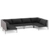vidaXL Salon de jardin 6 pcs avec coussins R&eacute;sine tress&eacute;e Gris fonc&eacute;