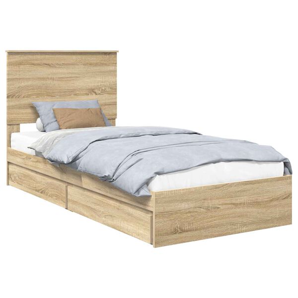 vidaXL Lit de Rangement Ch&ecirc;ne Sonoma 90 x 190 cm Bois d'ing&eacute;nierie
